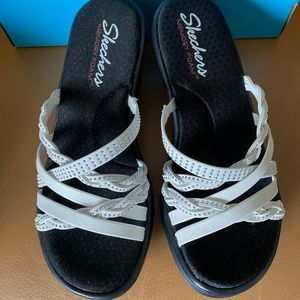 Skechers white beaded sandals